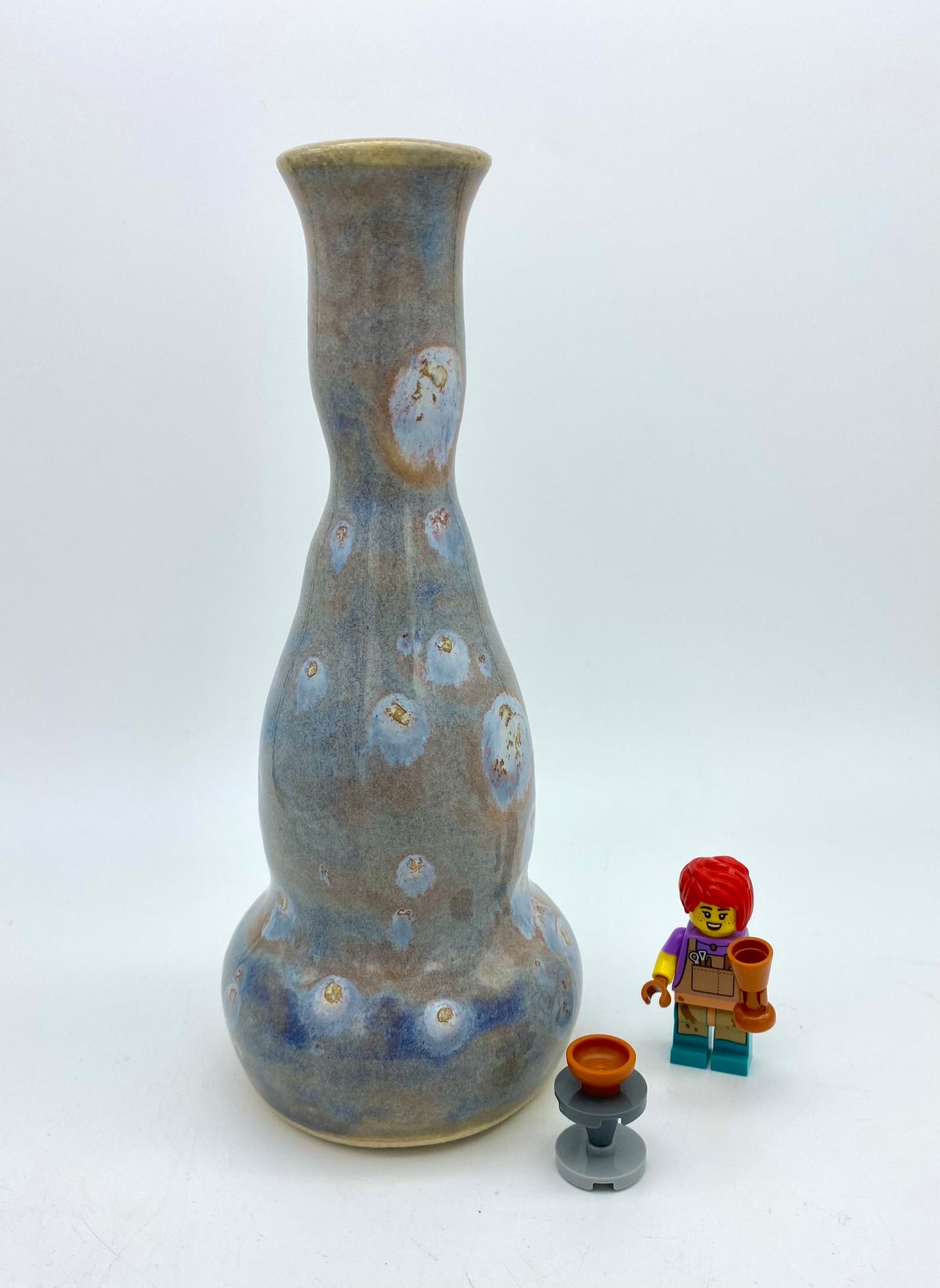 Dreamy blues candlestick or bud vase.