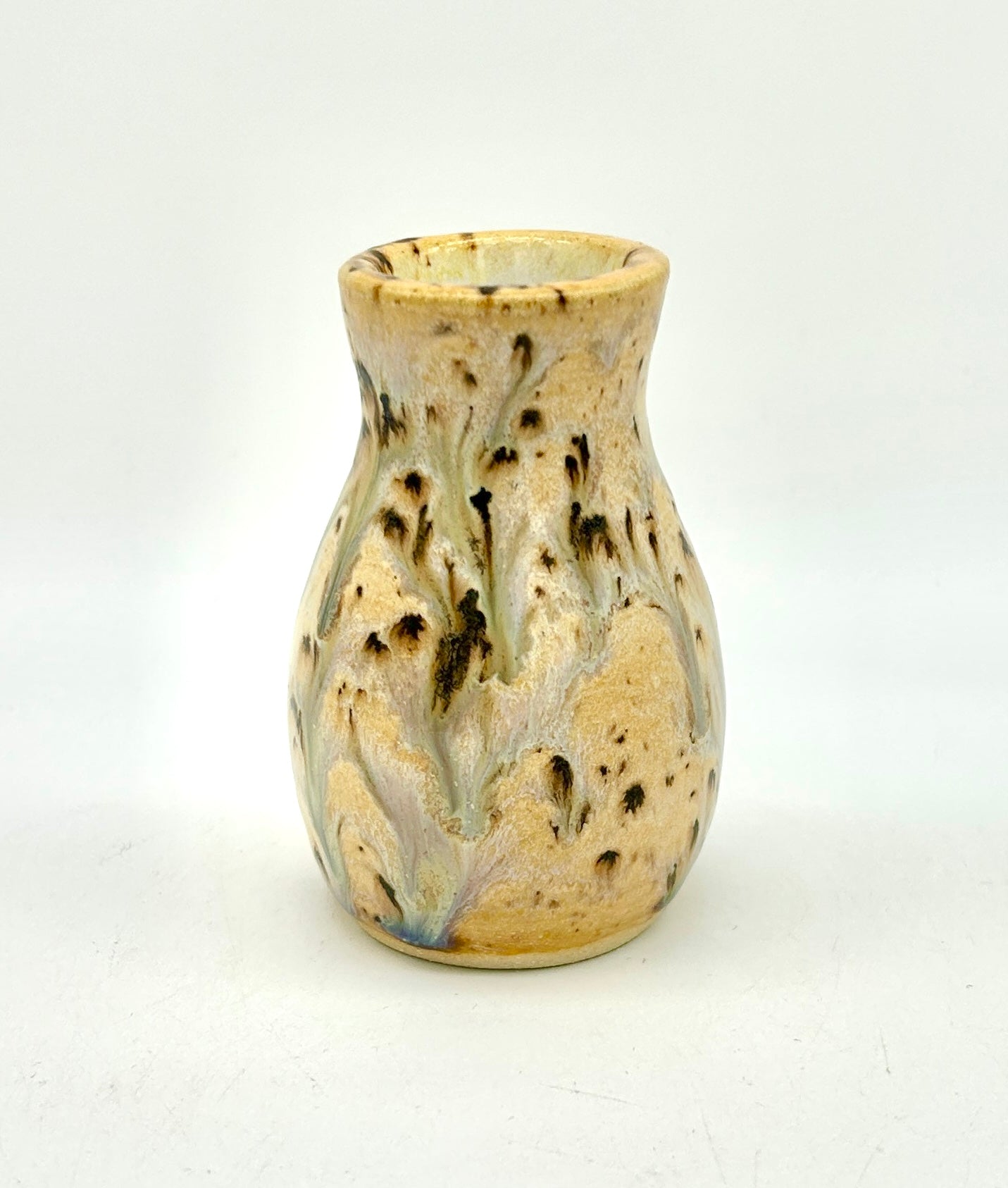 Micro vase in creamy yellow flecked glazes