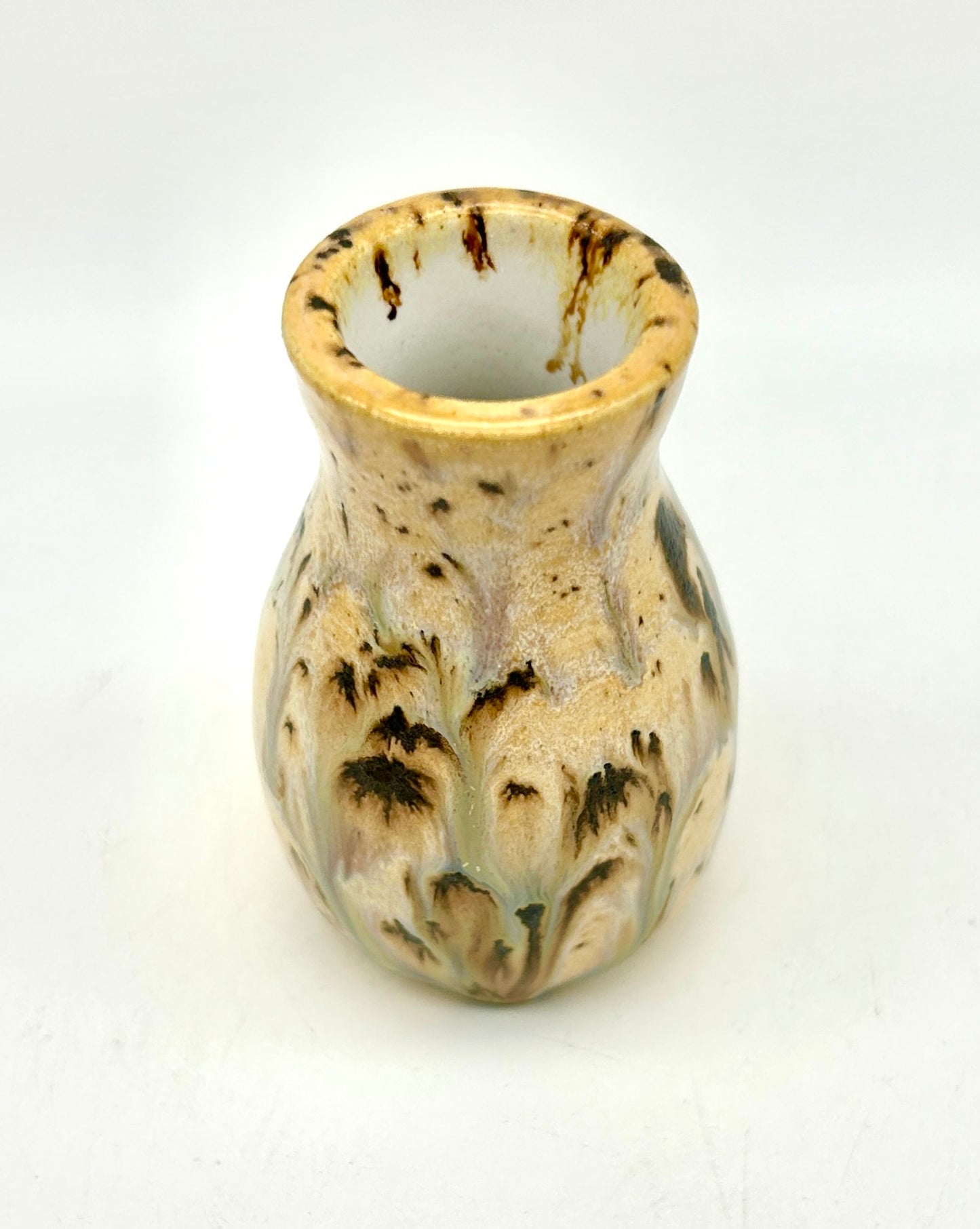 Micro vase in creamy yellow flecked glazes