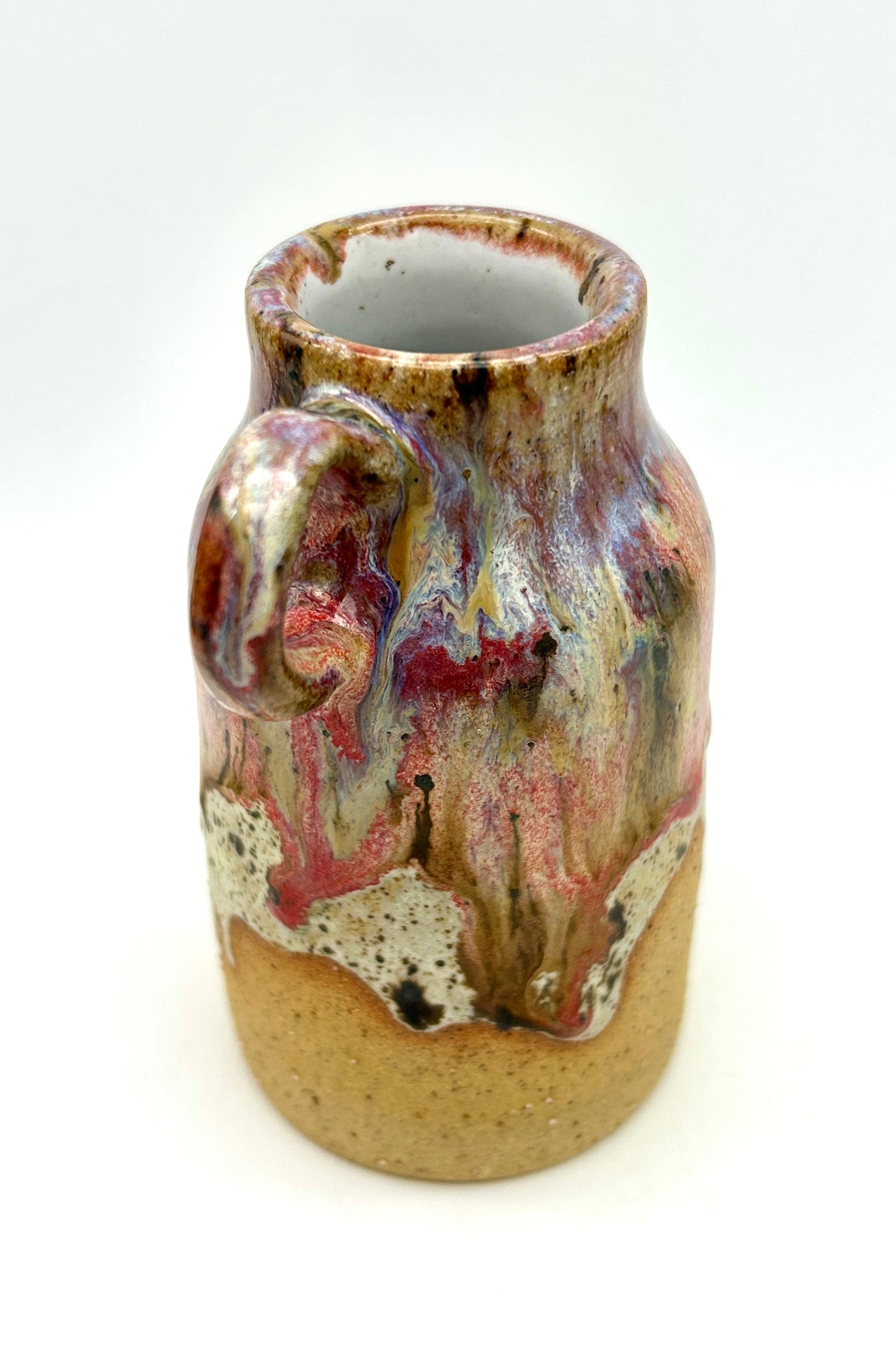 Stunning handled vase in toasty clay