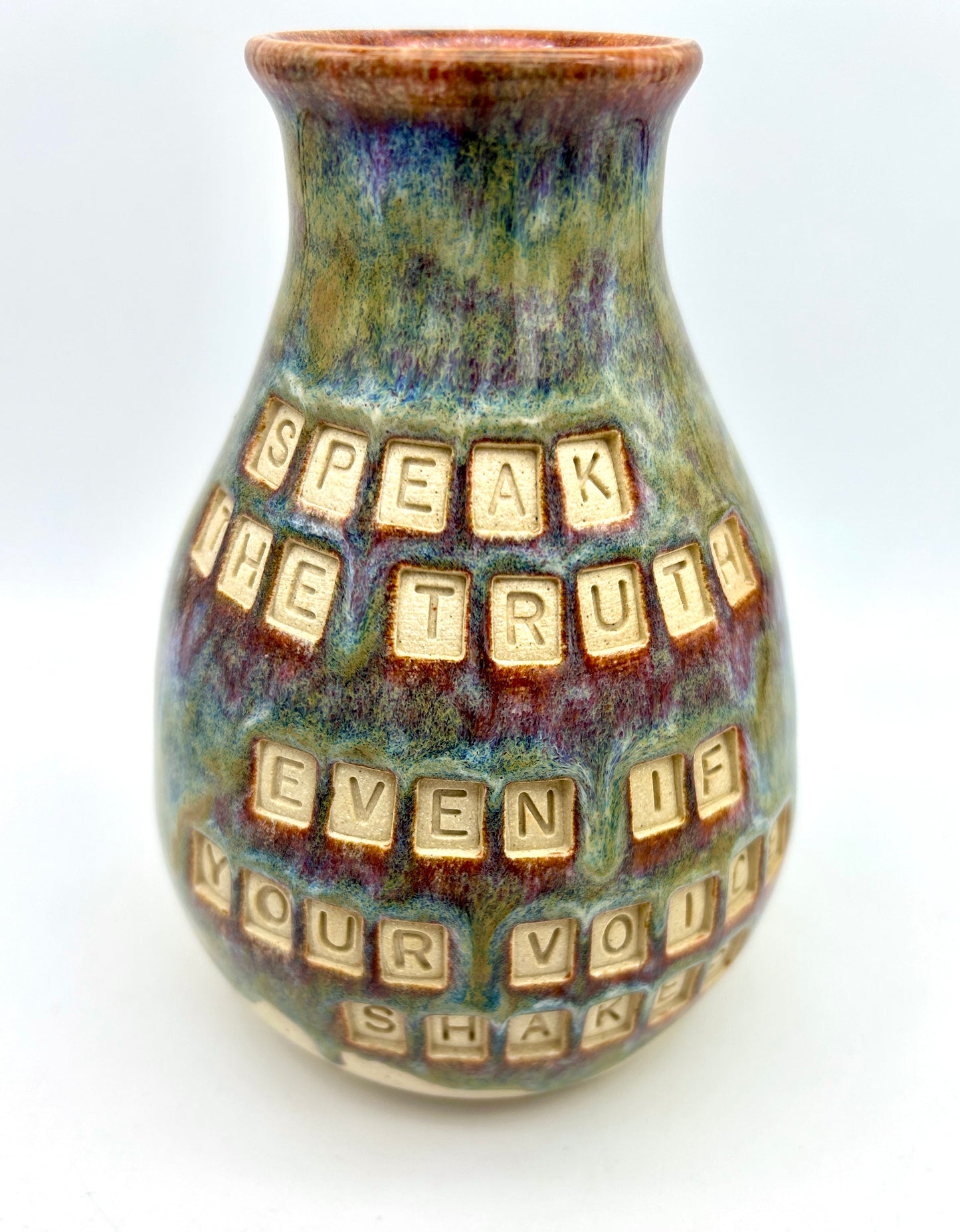 'Speak the truth, even if your voice shakes' vase