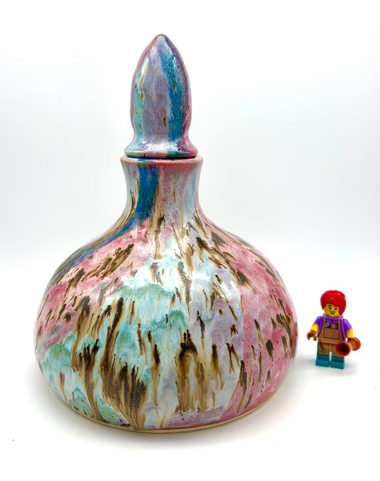 Plump decanter in my 'aurora' glaze combination