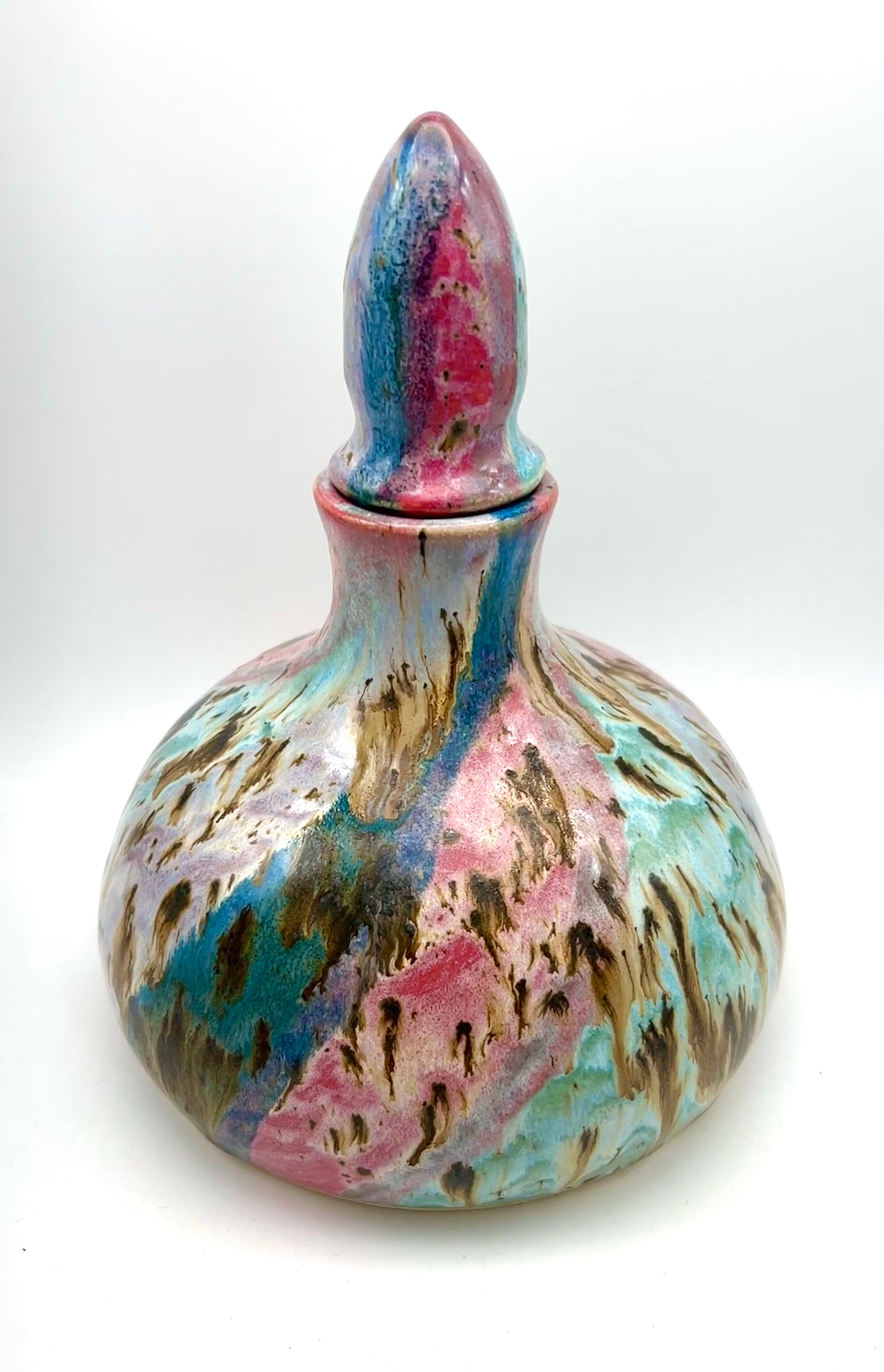 Plump decanter in my 'aurora' glaze combination