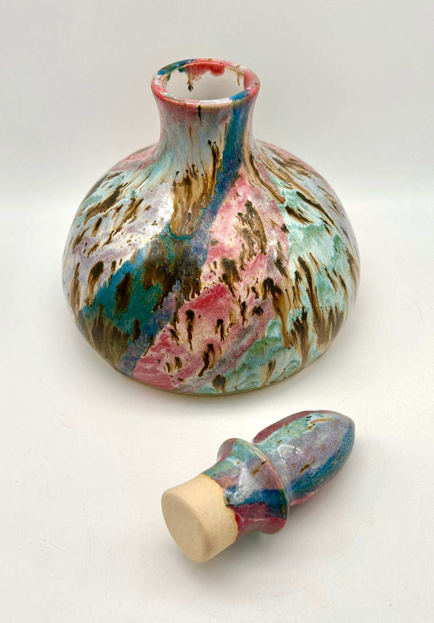 Plump decanter in my 'aurora' glaze combination