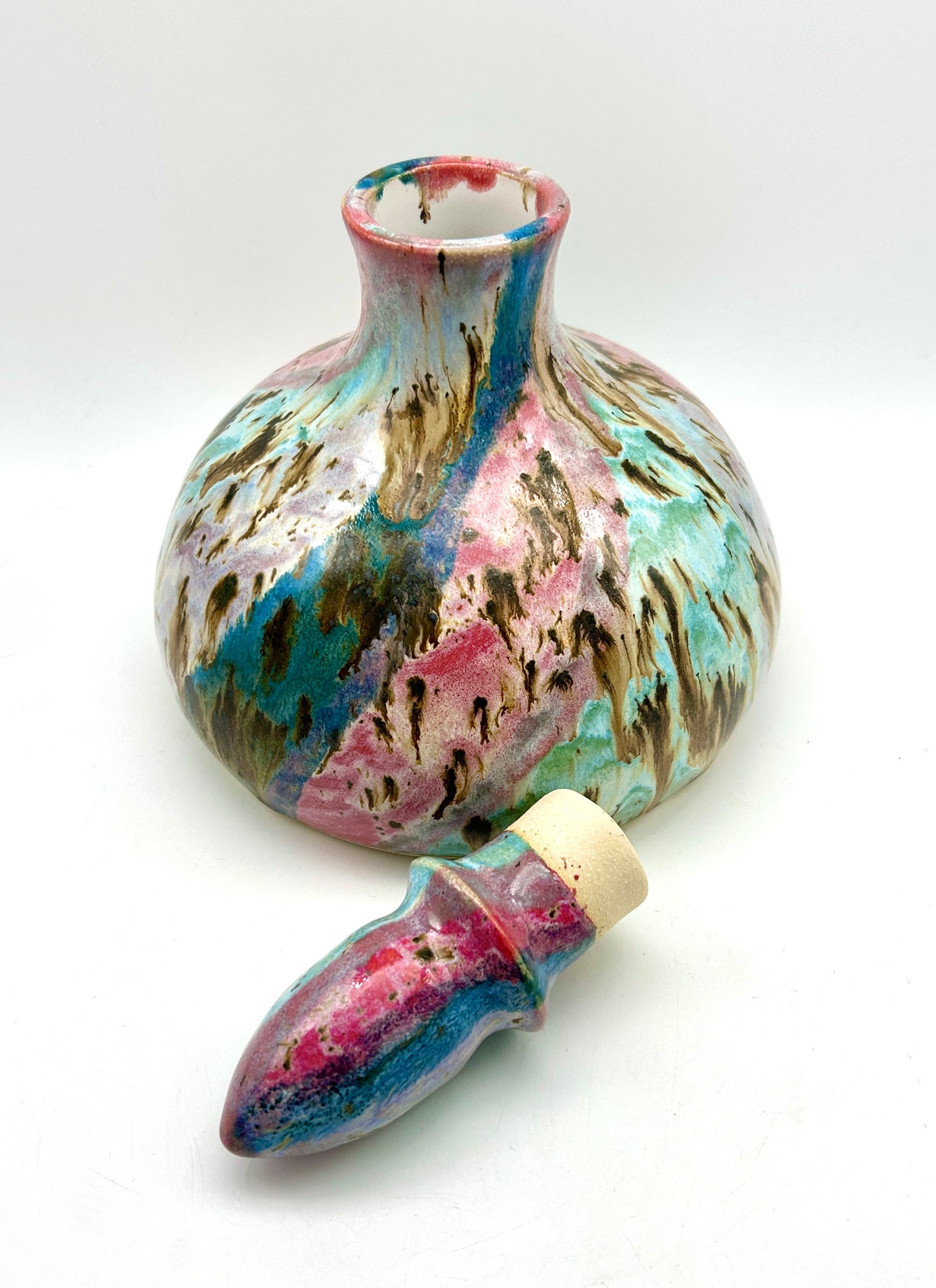 Plump decanter in my 'aurora' glaze combination