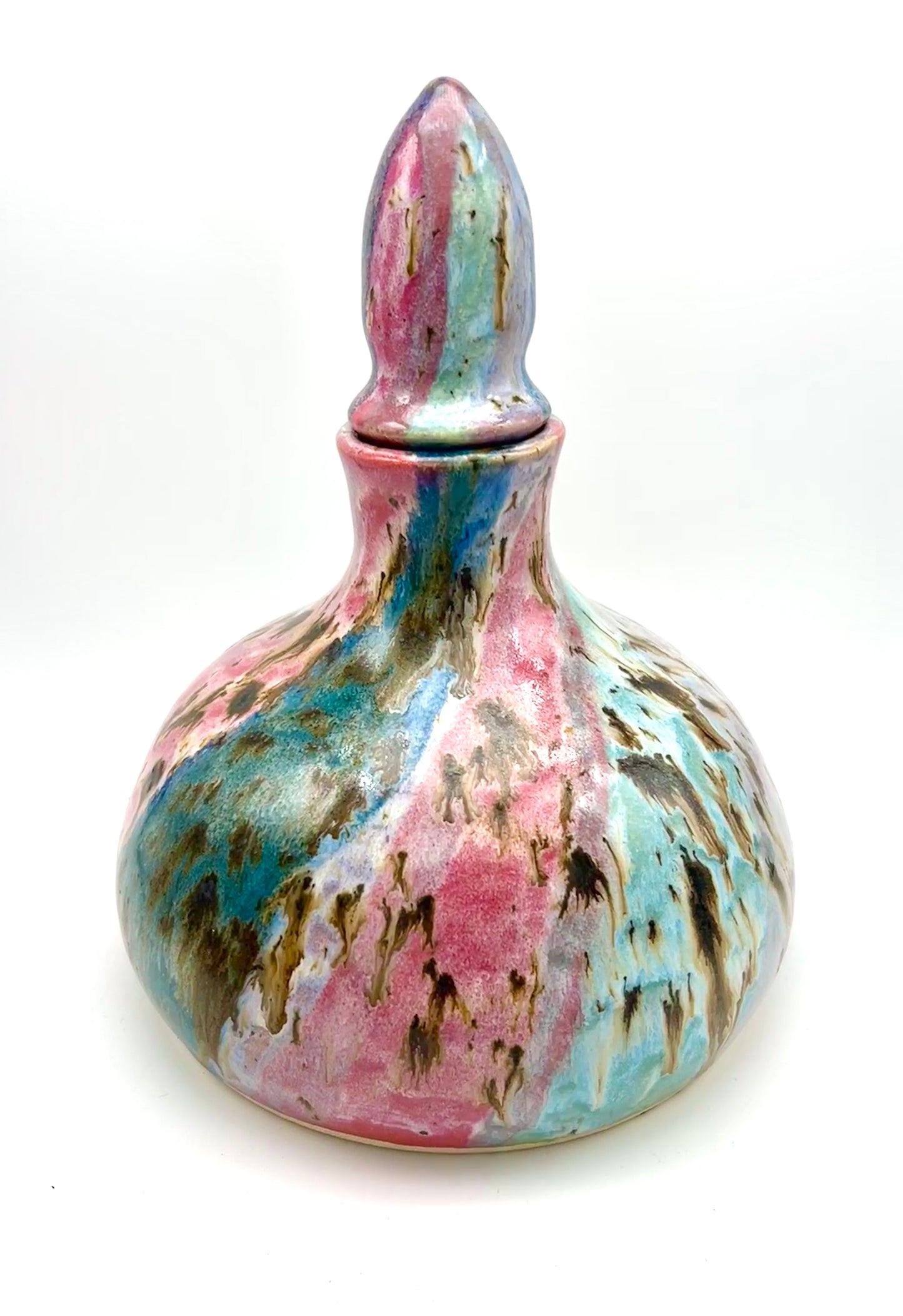 Plump decanter in my 'aurora' glaze combination