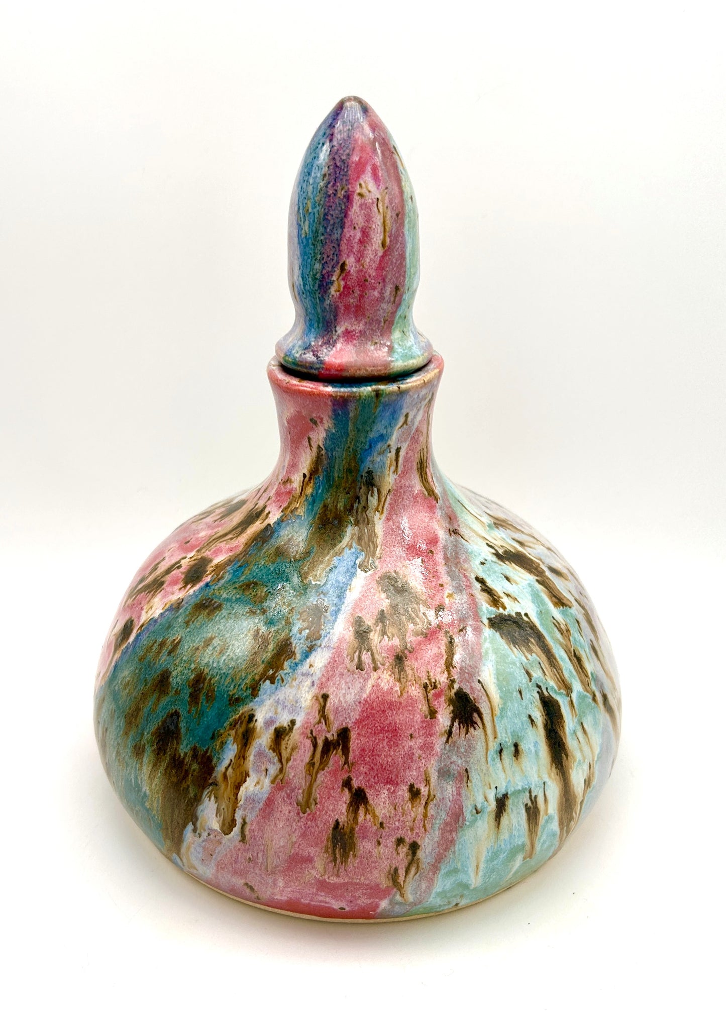 Plump decanter in my 'aurora' glaze combination