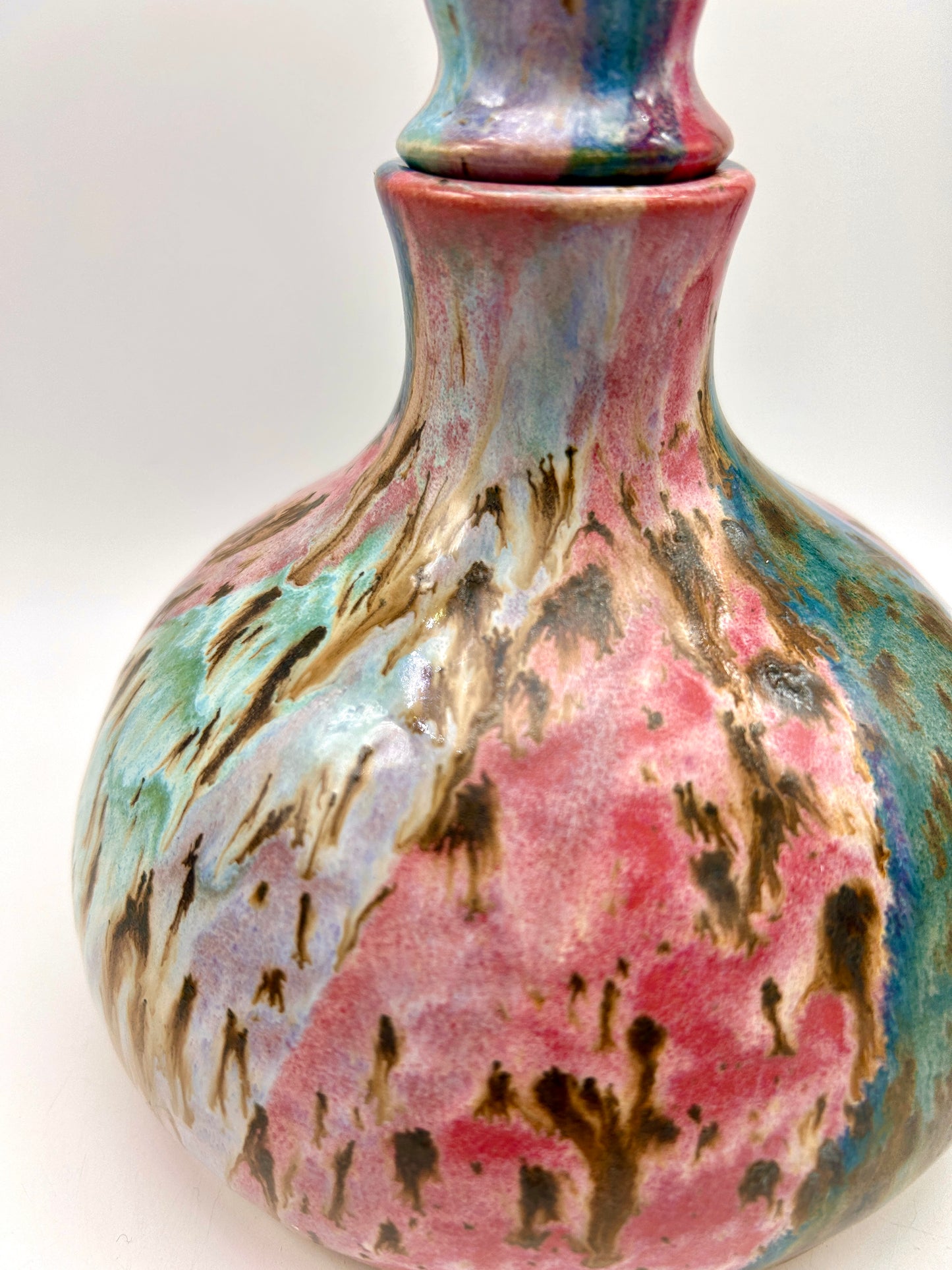 Plump decanter in my 'aurora' glaze combination