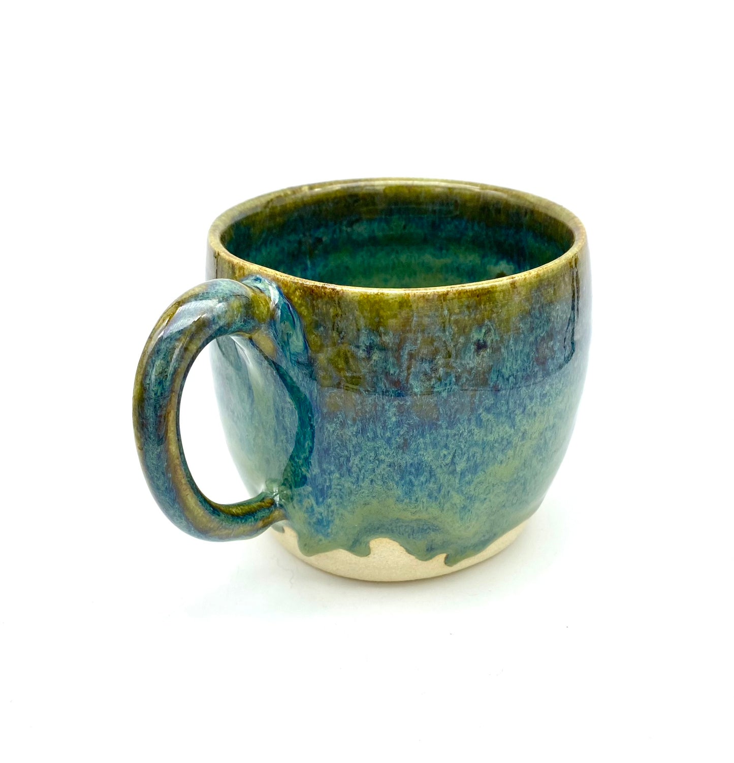 Mug in glossy greens and blues