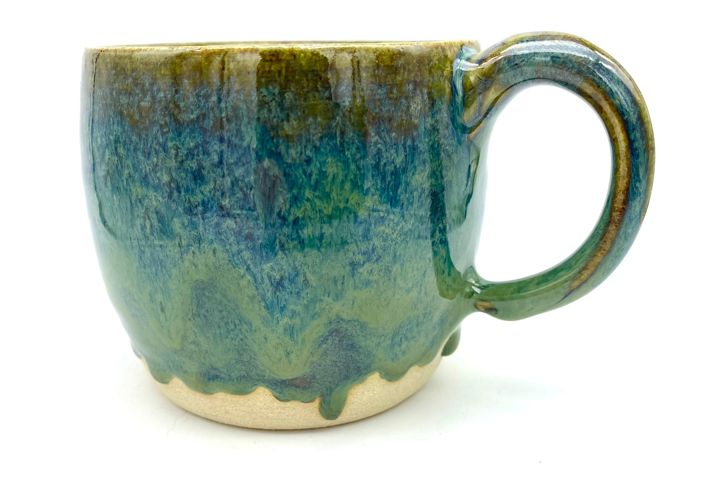 Mug in glossy greens and blues