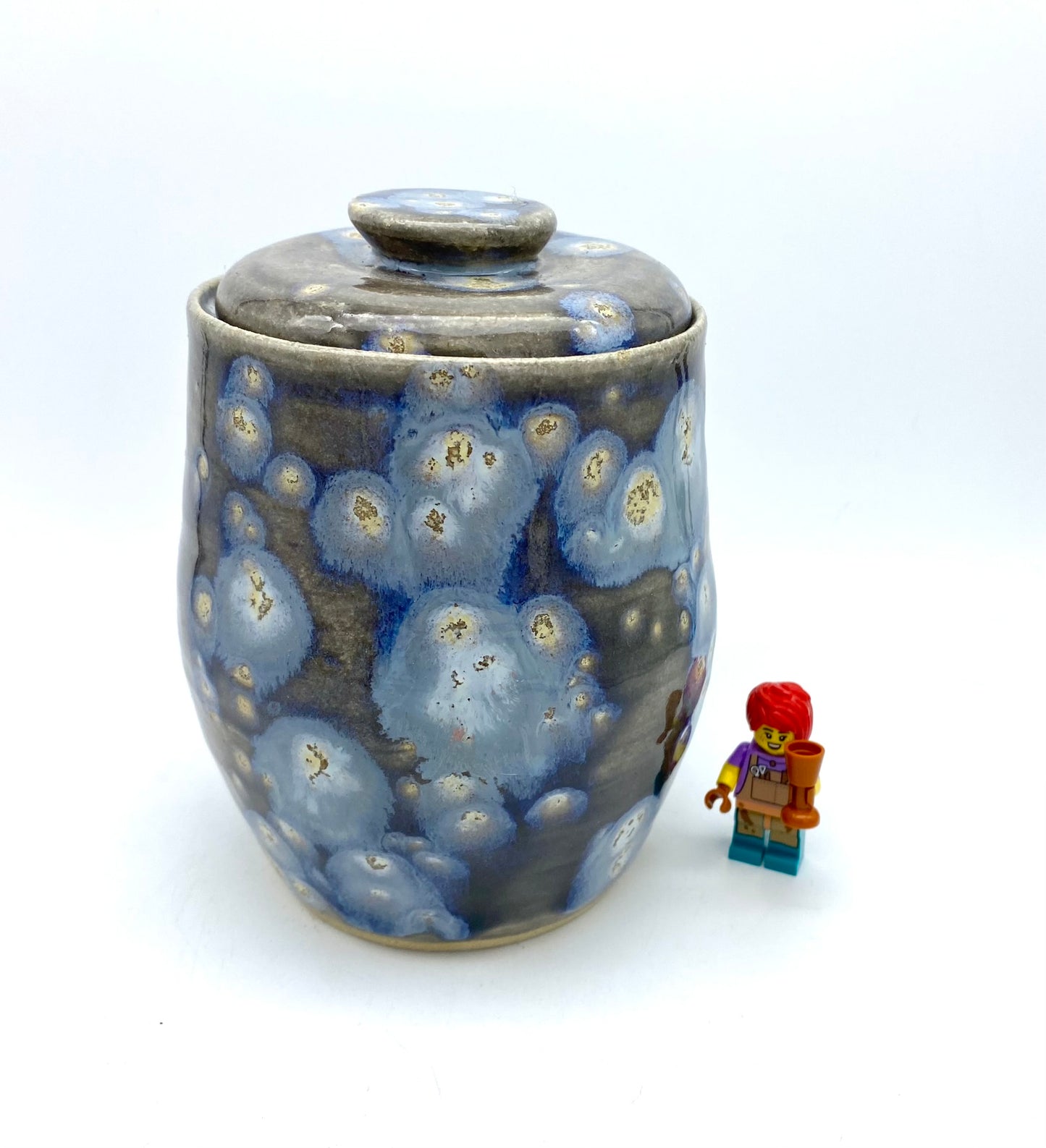 SECOND Lidded pot in starry glaze