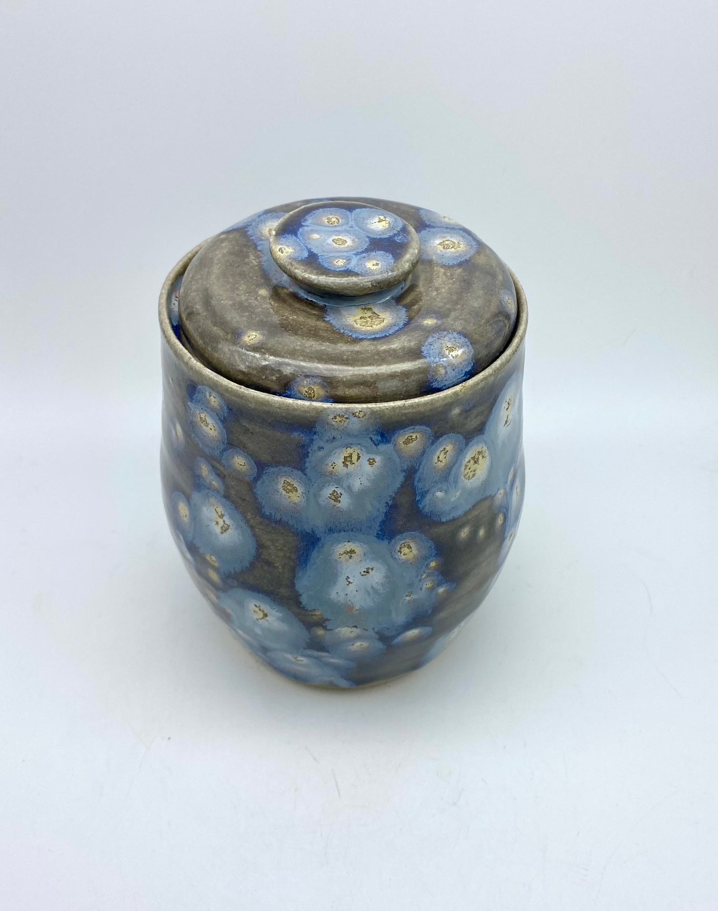 SECOND Lidded pot in starry glaze