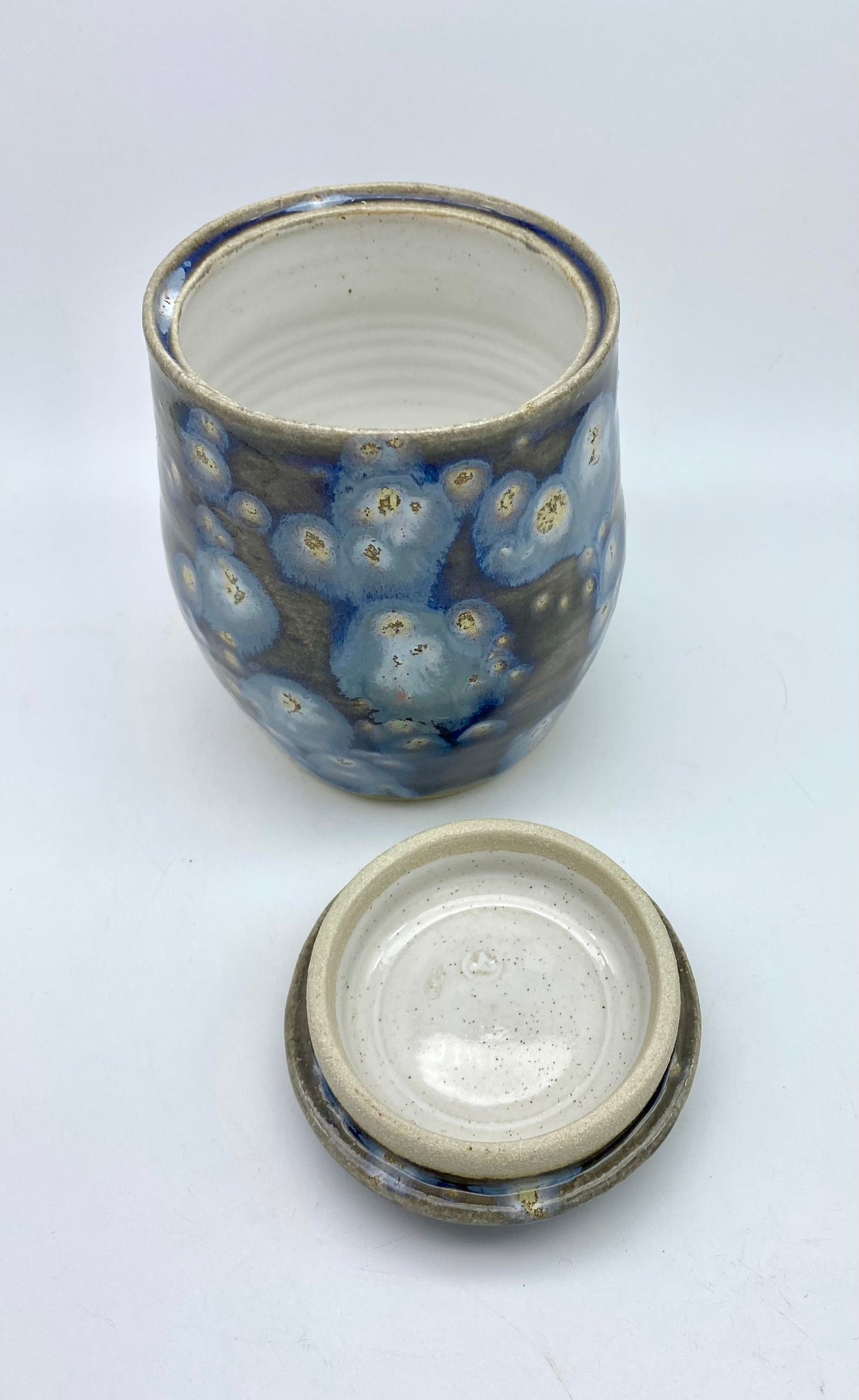 SECOND Lidded pot in starry glaze