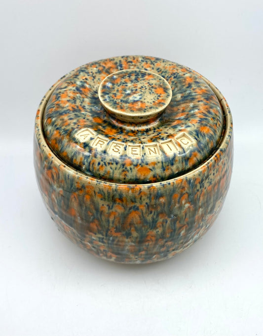 'Arsenic' plump lidded pot - for tea, coffee, toiletries or just as a talking point