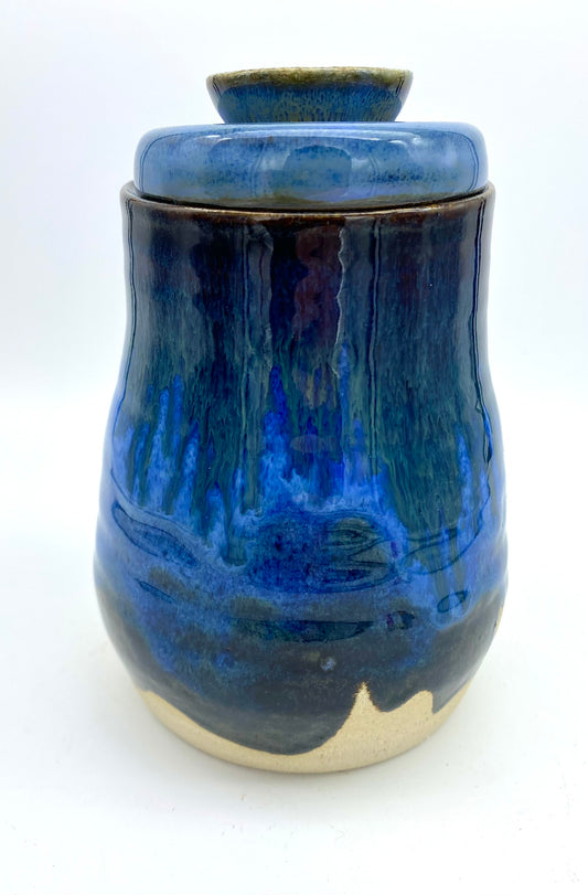 SECOND Lidded pot in blues