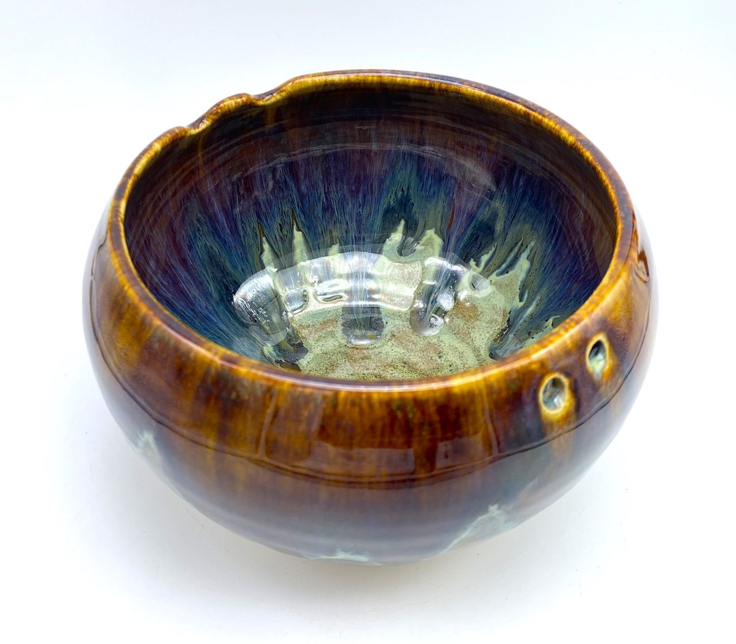 Chopstick bowl in glossy browns and greens