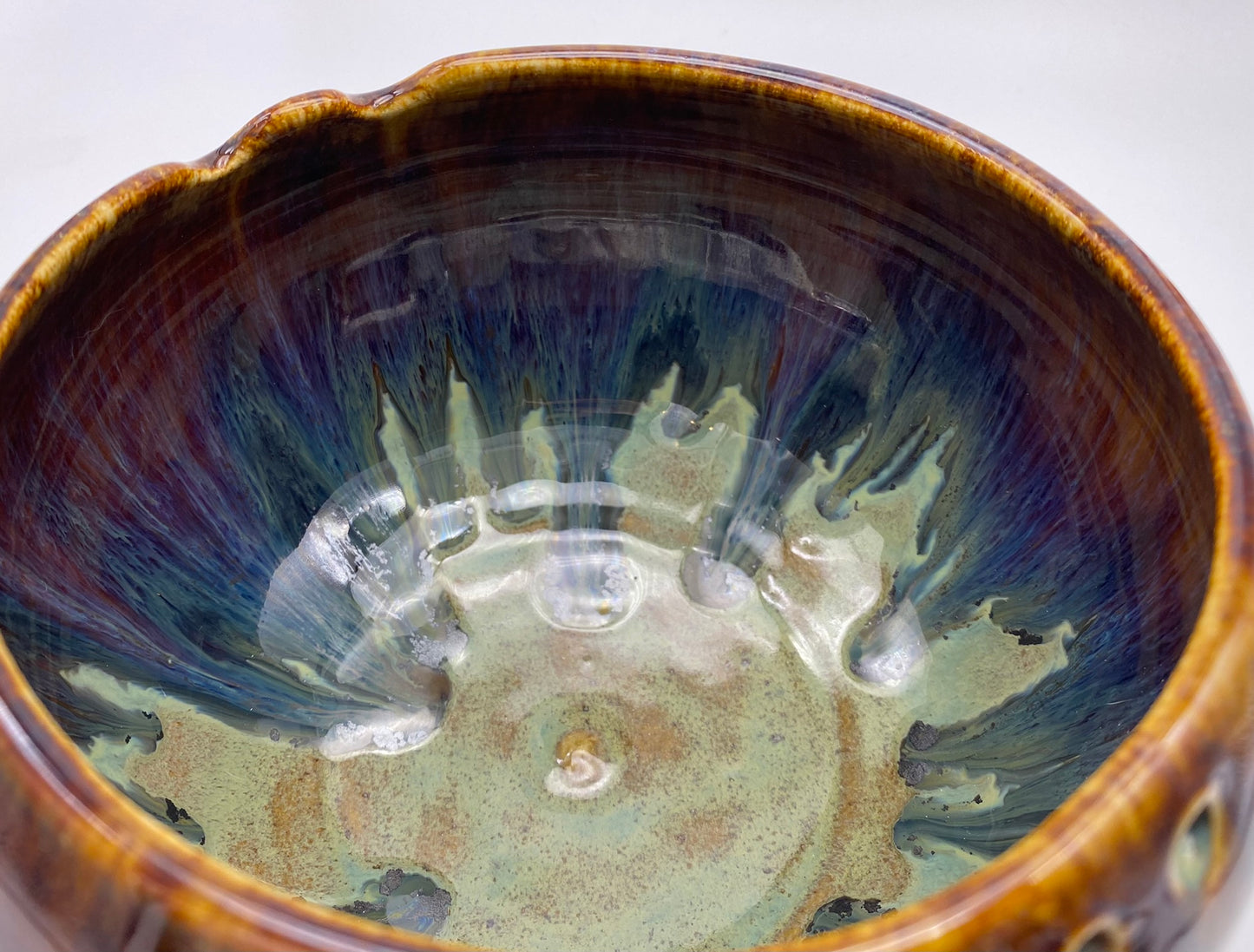 Chopstick bowl in glossy browns and greens