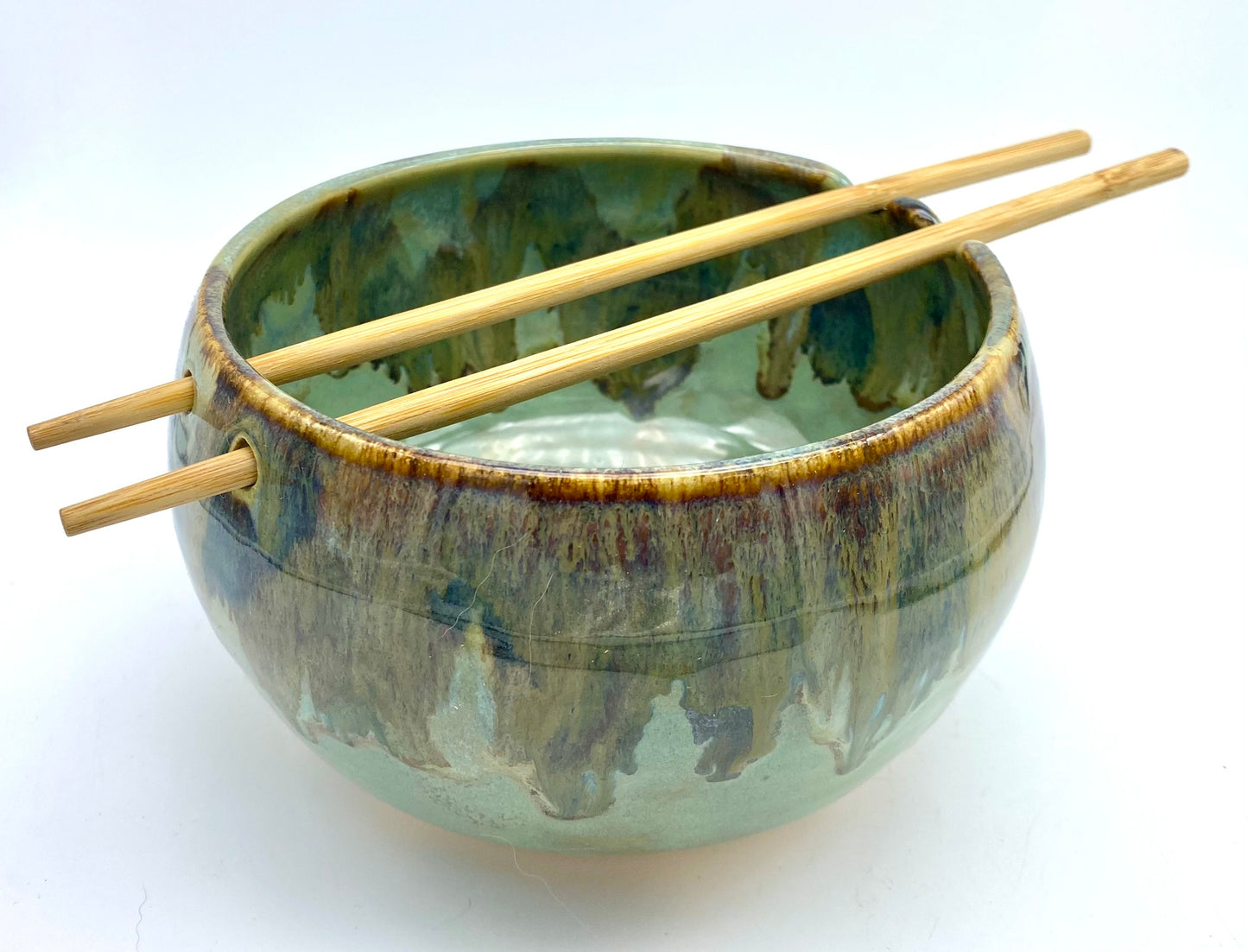 Chopstick bowl in the 'aqua falls' glaze