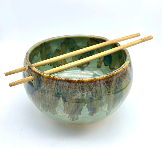 Chopstick bowl in the 'aqua falls' glaze