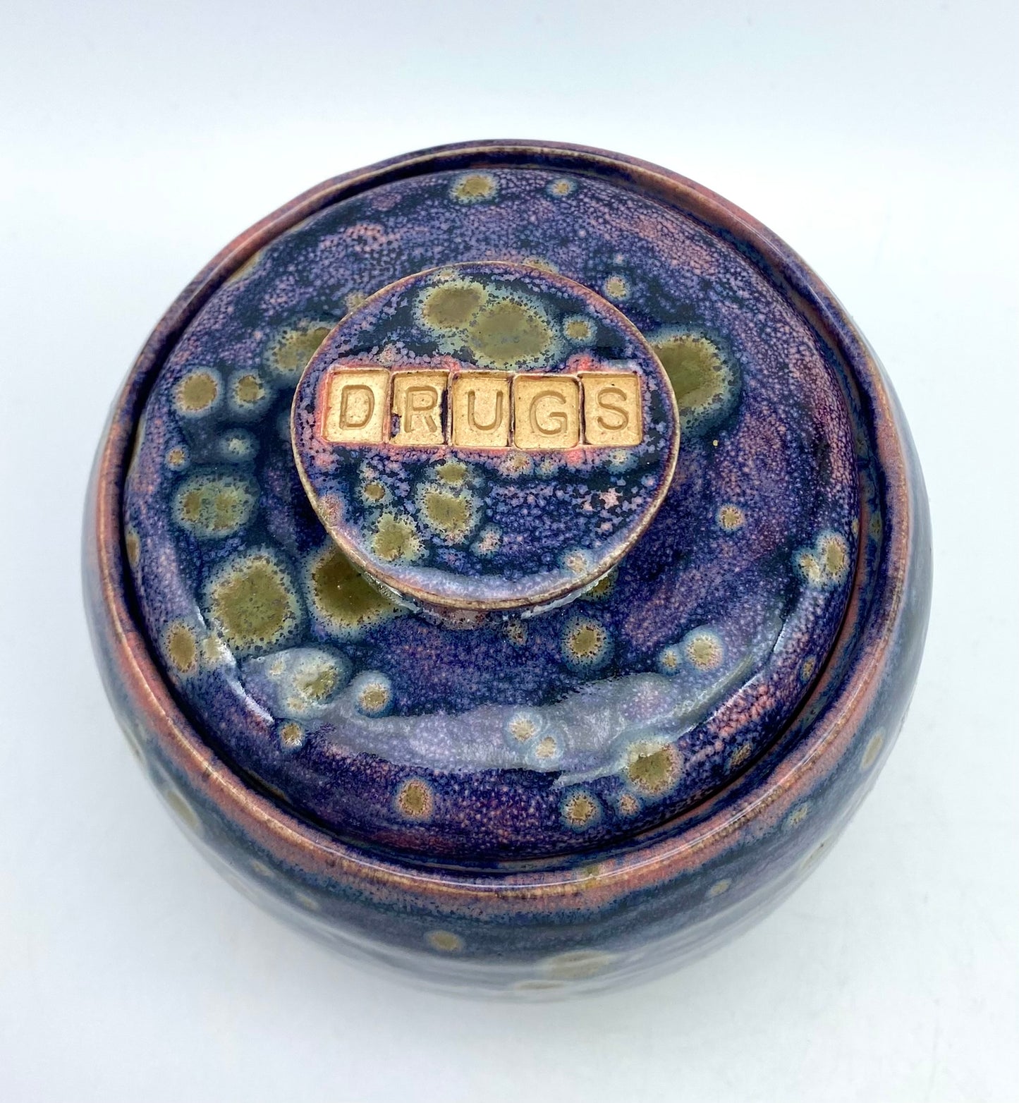 Lovely speckly 'drugs' pot - for tea, coffee, toiletries, or decorative