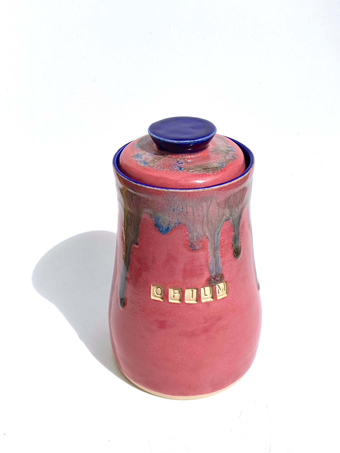 Gorgeous raspberry 'Opium' lidded jar - for tea, coffee, toiletries or decorative use