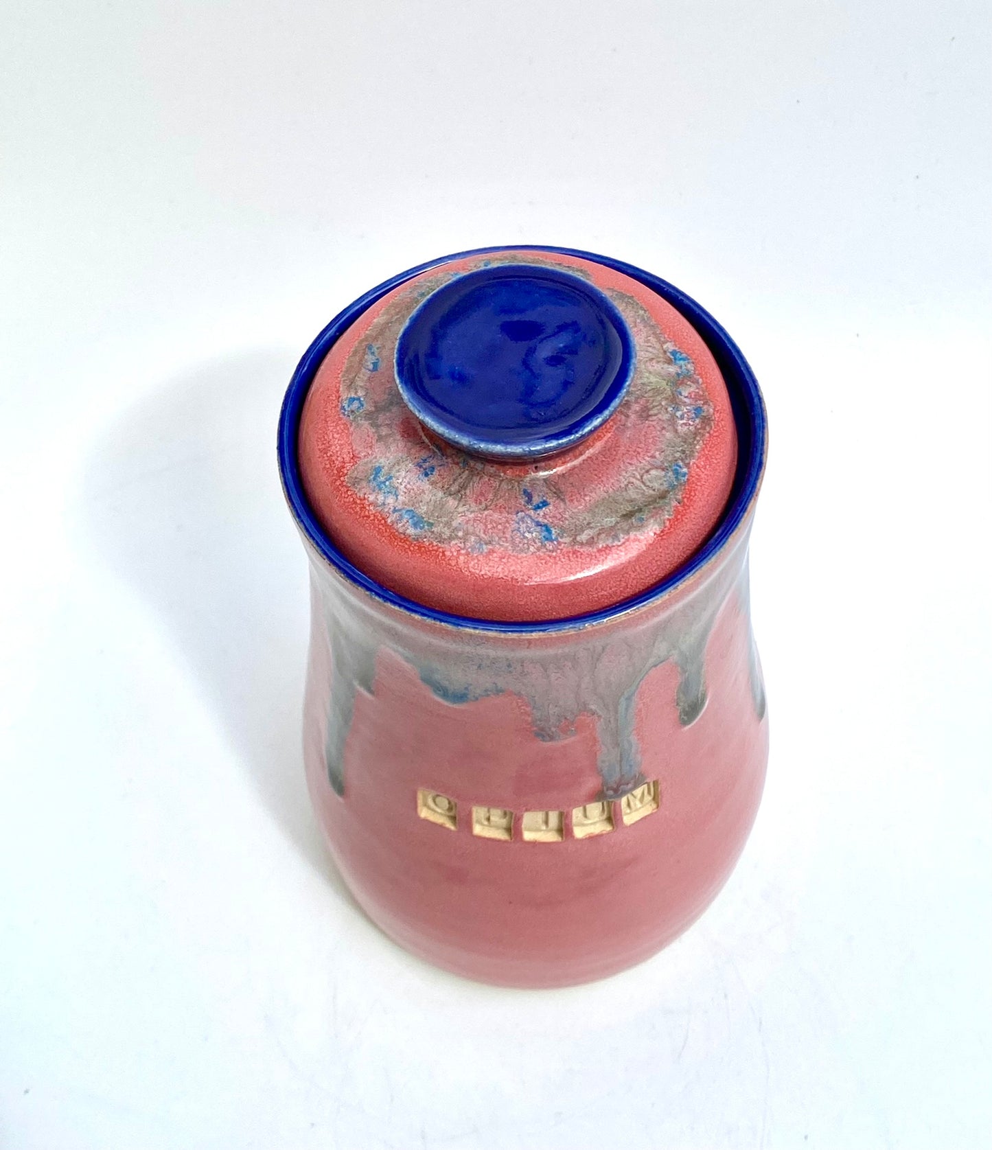 Gorgeous raspberry 'Opium' lidded jar - for tea, coffee, toiletries or decorative use