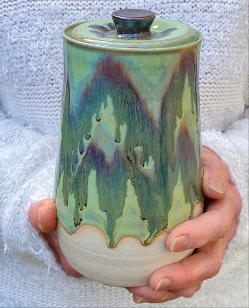 Gorgeous tall lidded jar