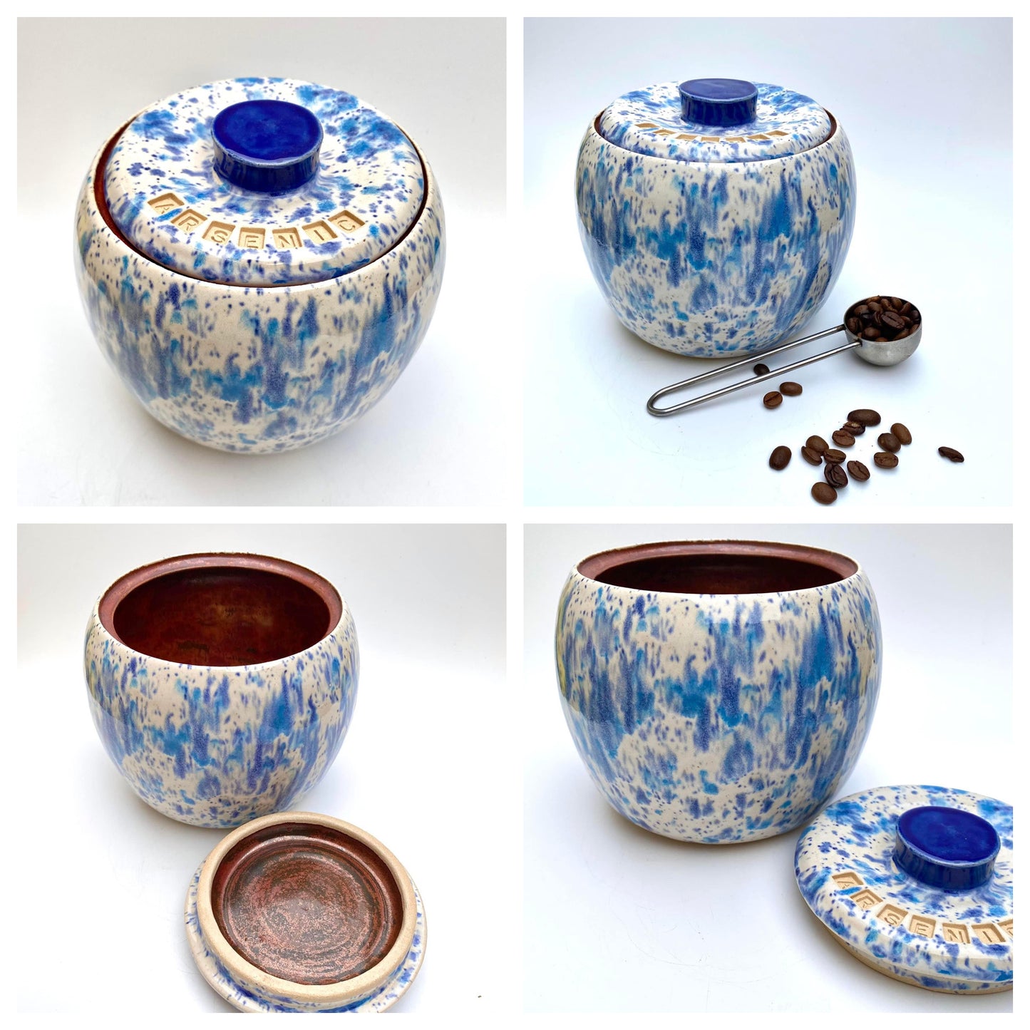 'Arsenic' plump lidded pot - for tea, coffee, toiletries