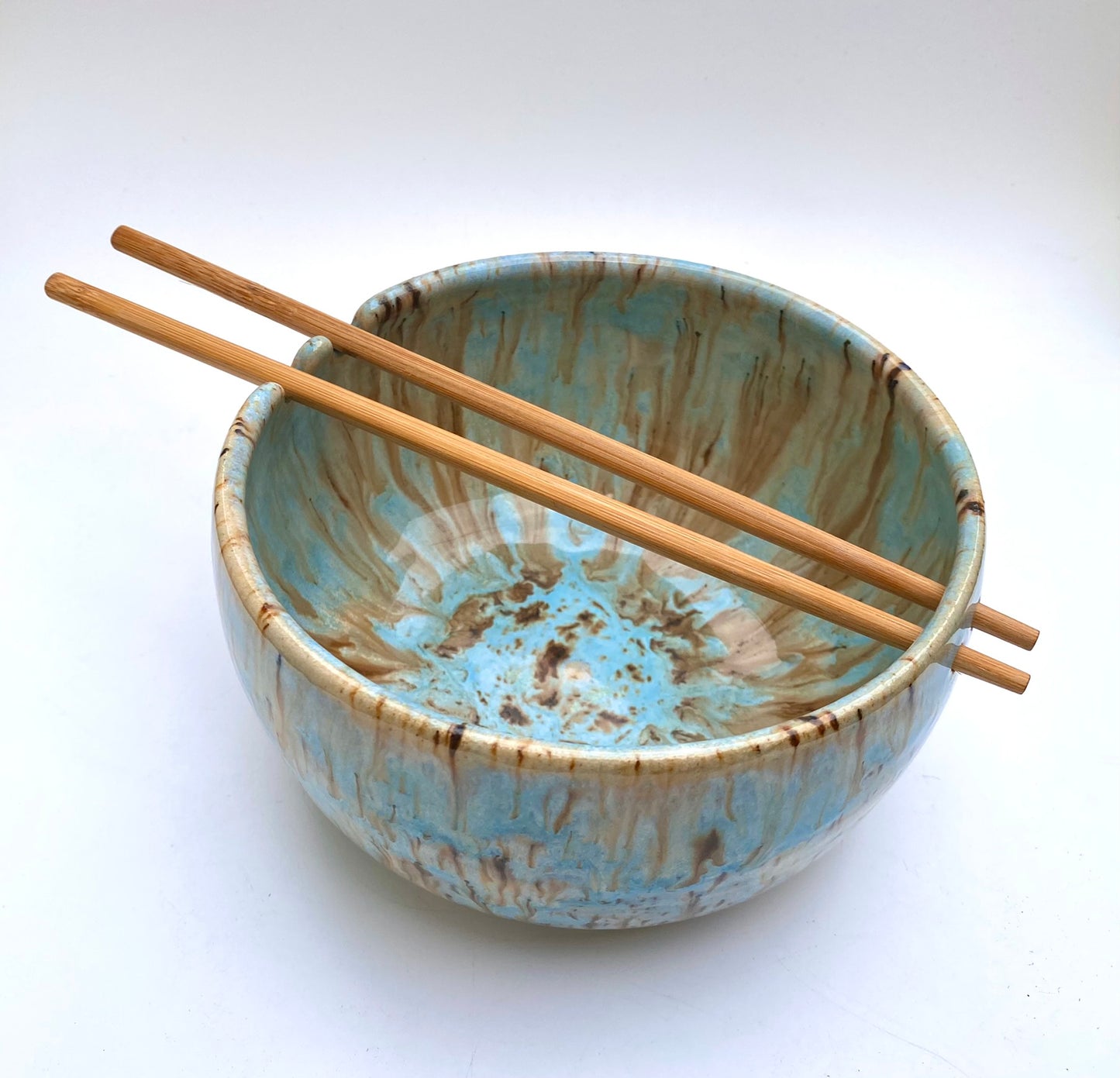 Chopstick bowl in flowing blues